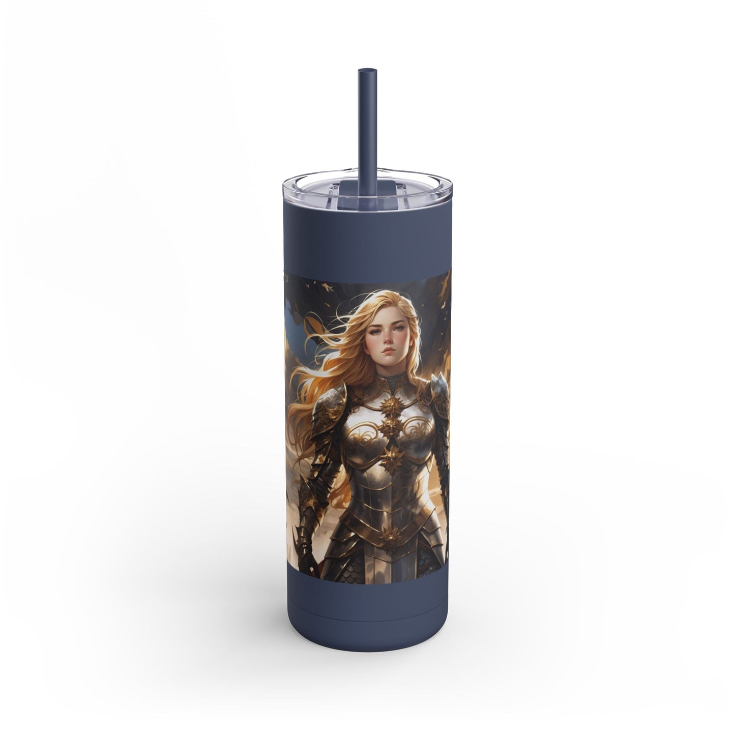 ARMORED WOMAN FIGHTER Maars Maker Skinny Matte Tumbler, 20oz