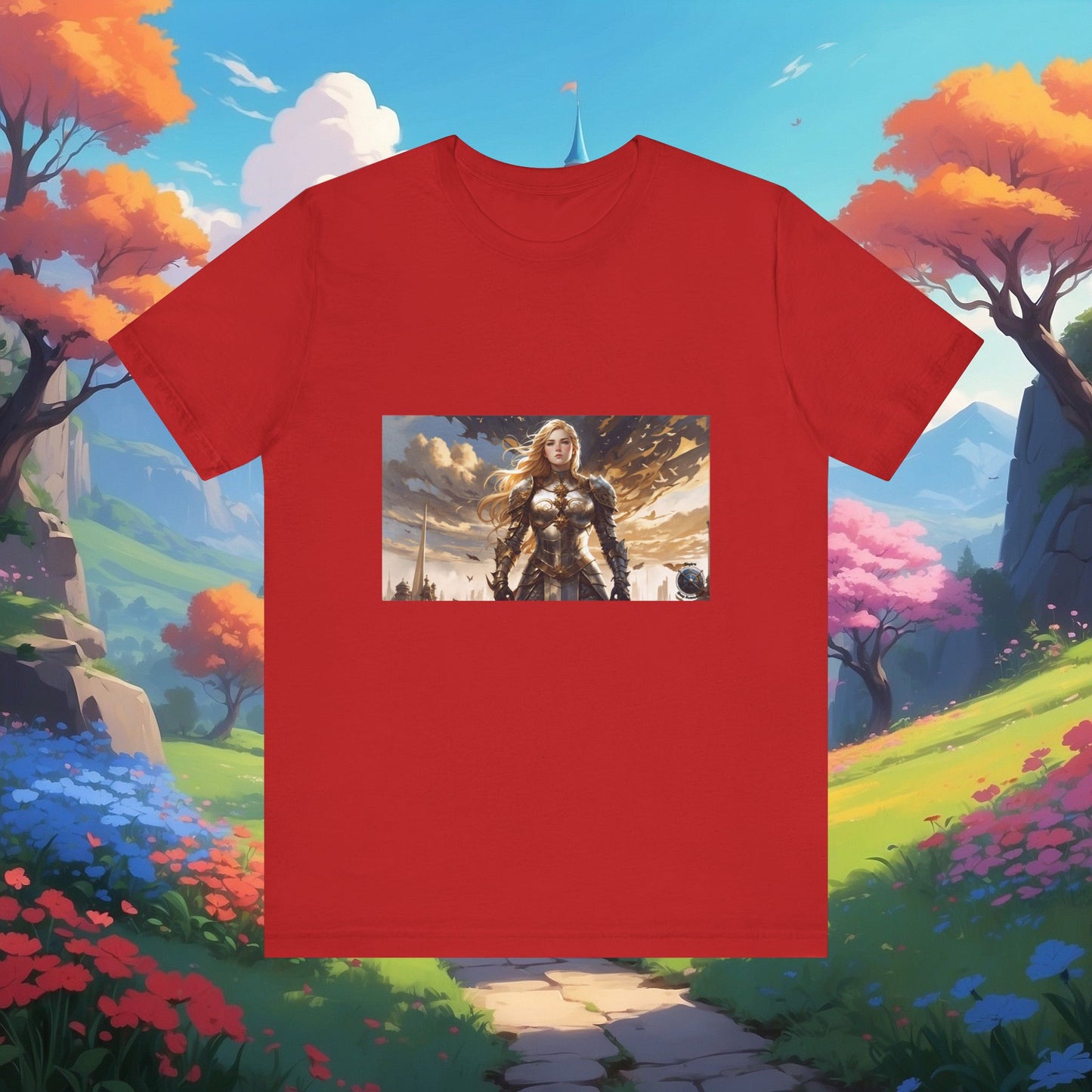 ARMORED FEMALE WARRIOR Unisex Jersey Short Sleeve Tee
