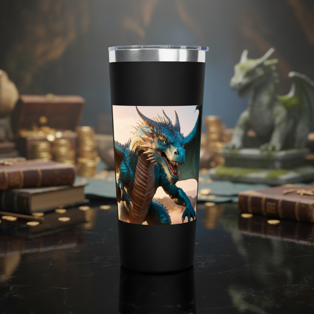 Gobelet isotherme Dragon de 650 ml (22 oz) — Mug de voyage sous vide en cuivre avec motif de dragon fantastique