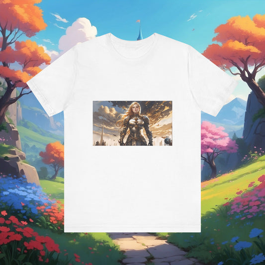 ARMORED FEMALE WARRIOR Unisex Jersey Short Sleeve Tee