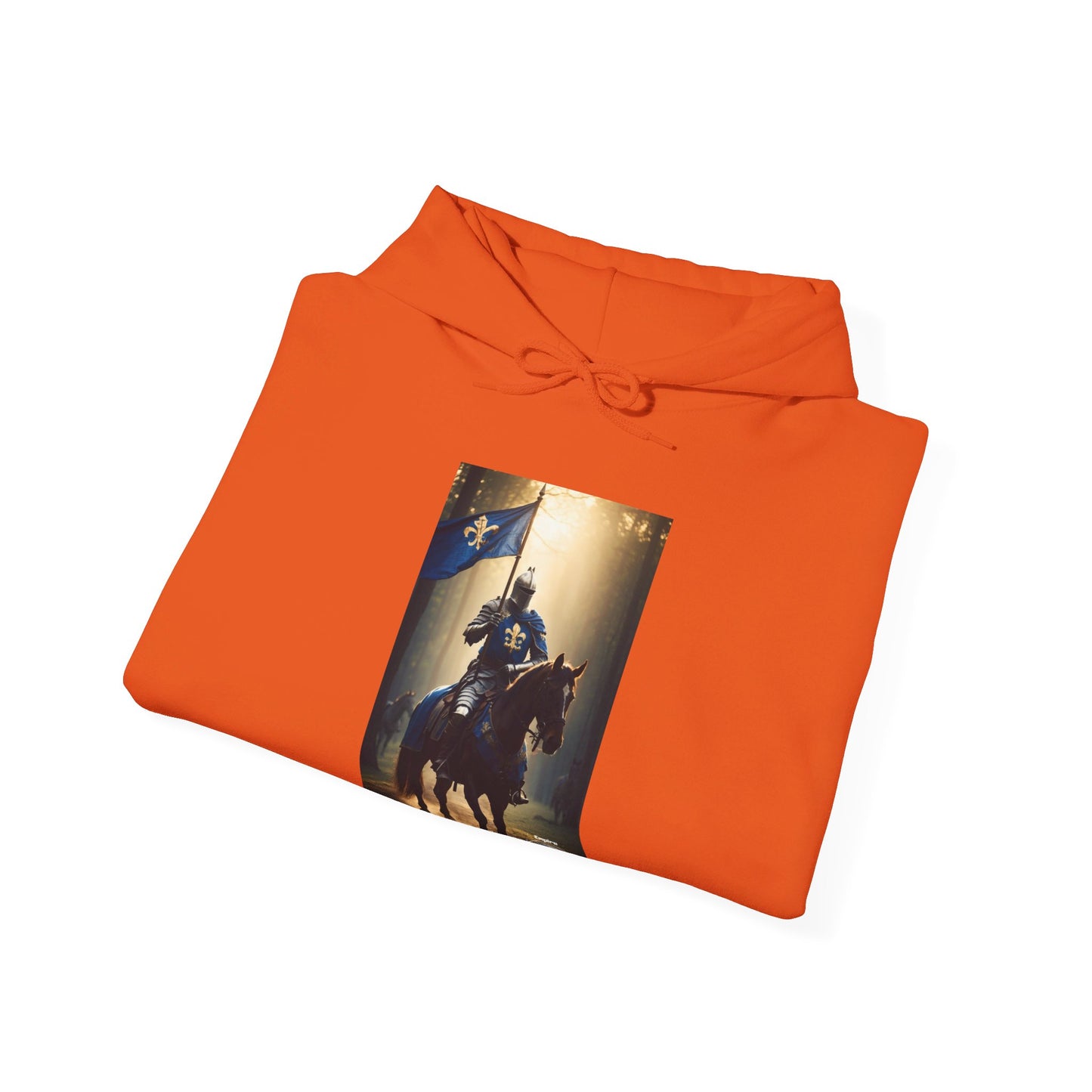 ARMORED KNIGHT WITH BLUE FLAG Unisex Heavy Blend™ Hooded Sweatshirt