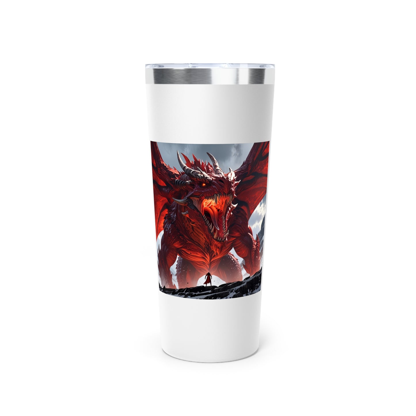 22oz Dragon Tumbler – Insulated Copper Vacuum Travel Cup with Fiery Dragon Artwork