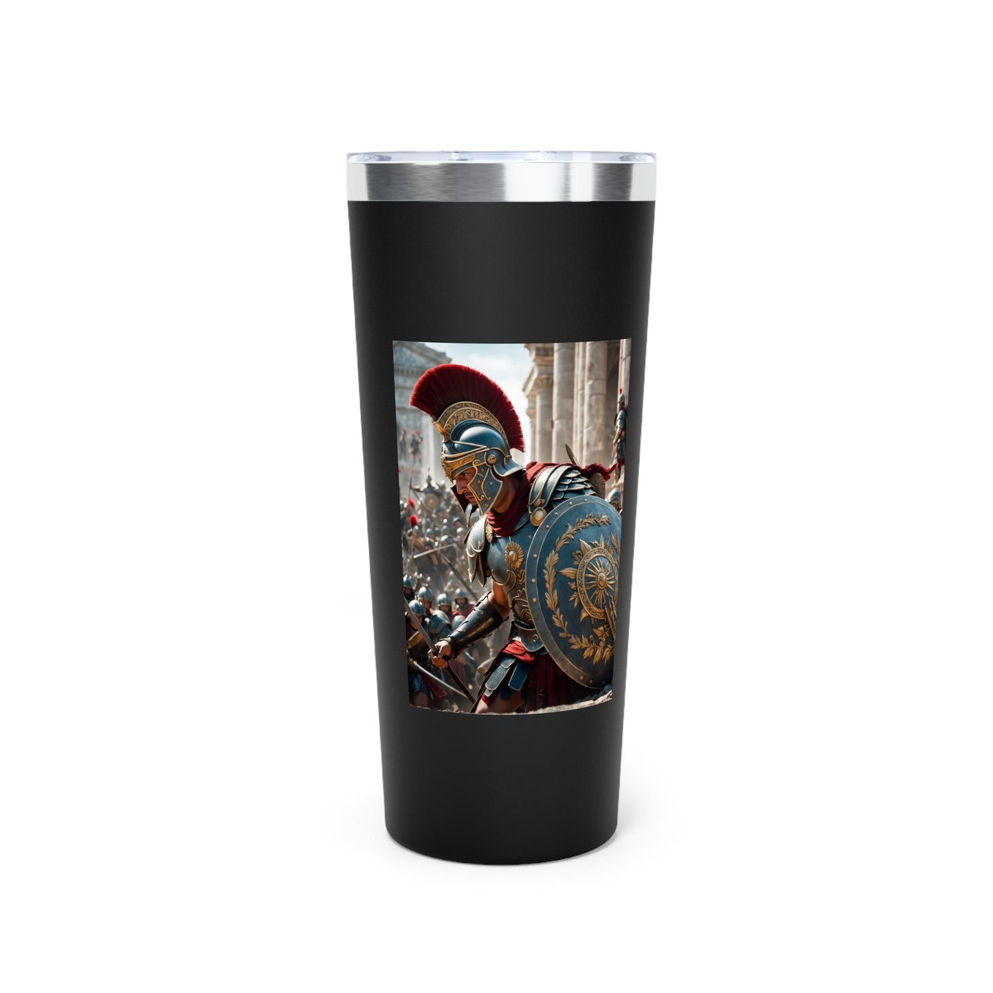 22oz Vacuum Tumbler with Spartan Warrior Print — Insulated Copper Travel Mug