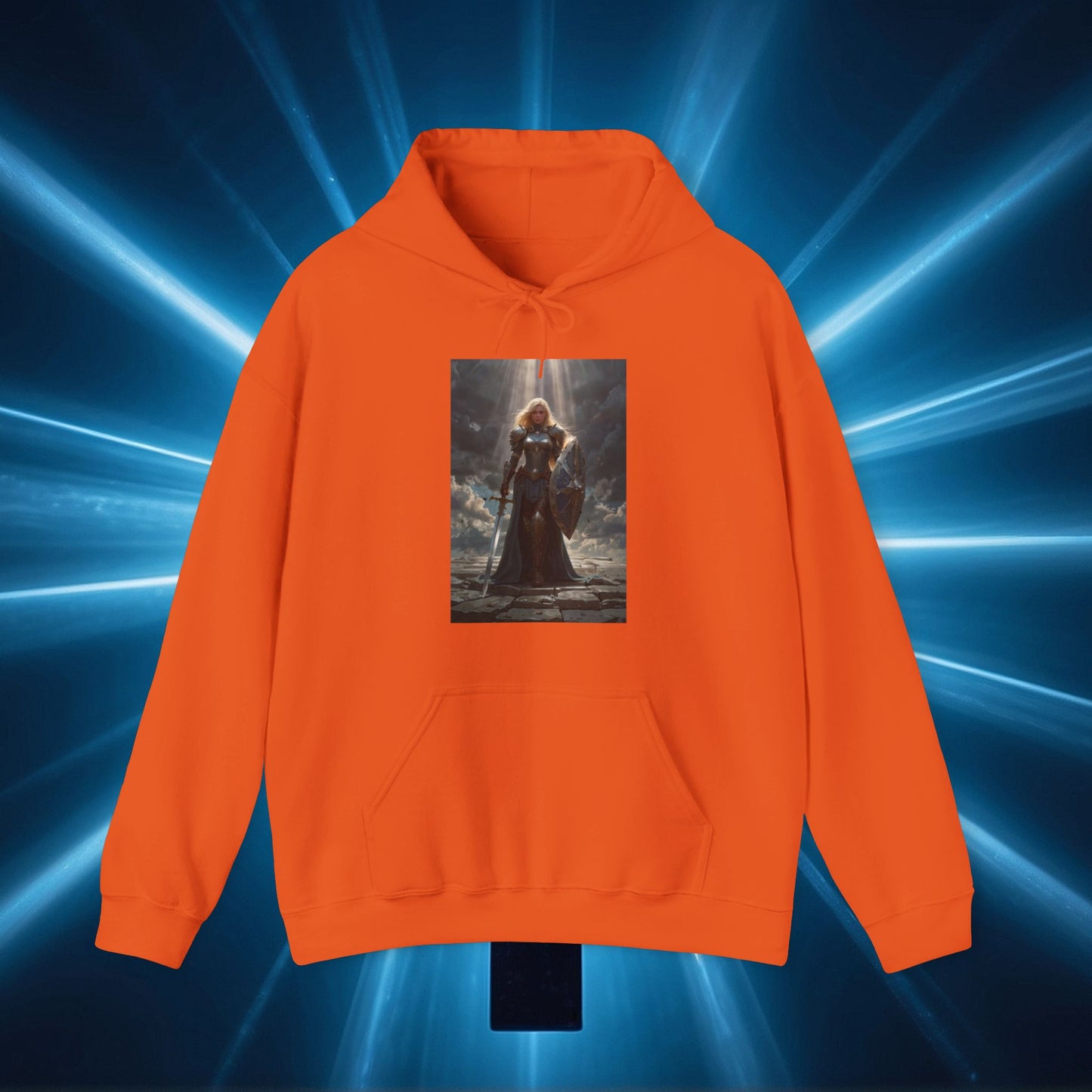 Sudadera unisex con capucha Heavy Blend™, estilo guerrera femenina, estilo Juana de Arco