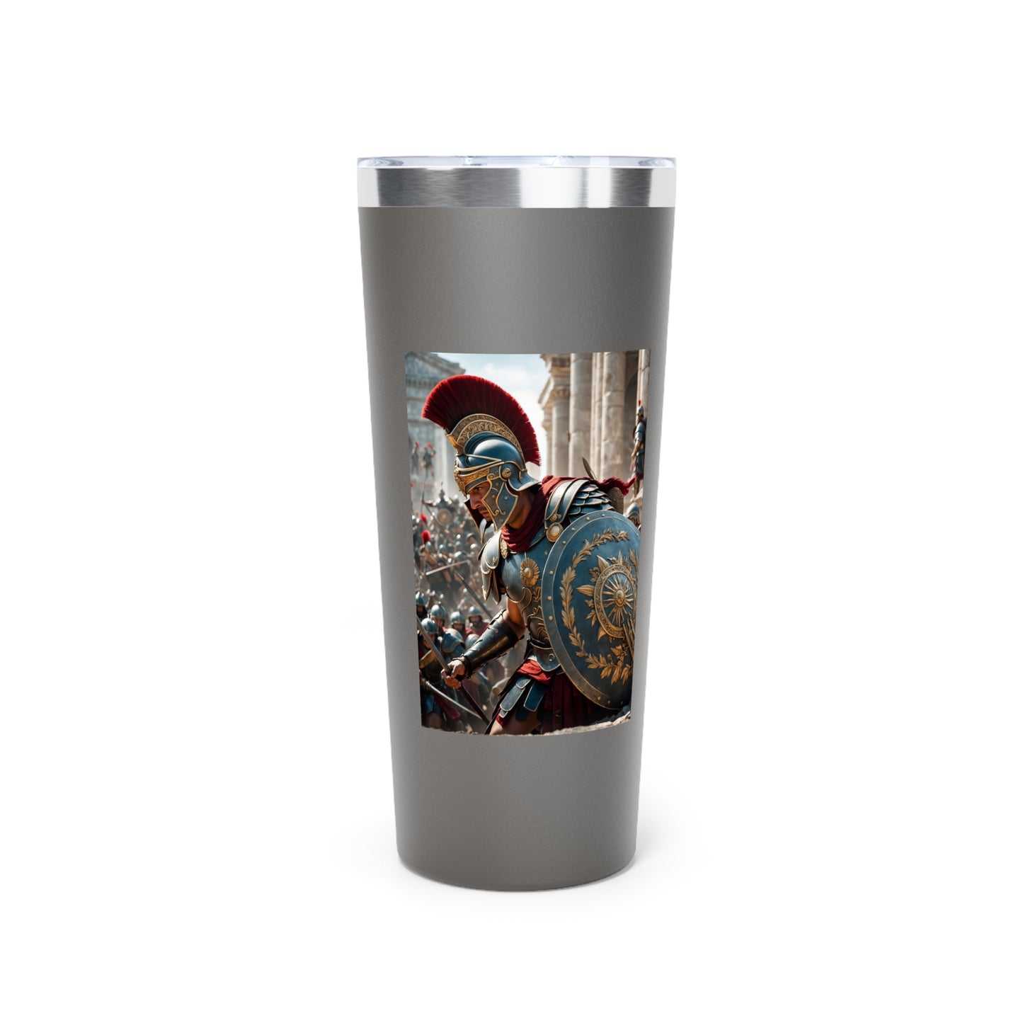 22oz Vacuum Tumbler with Spartan Warrior Print — Insulated Copper Travel Mug