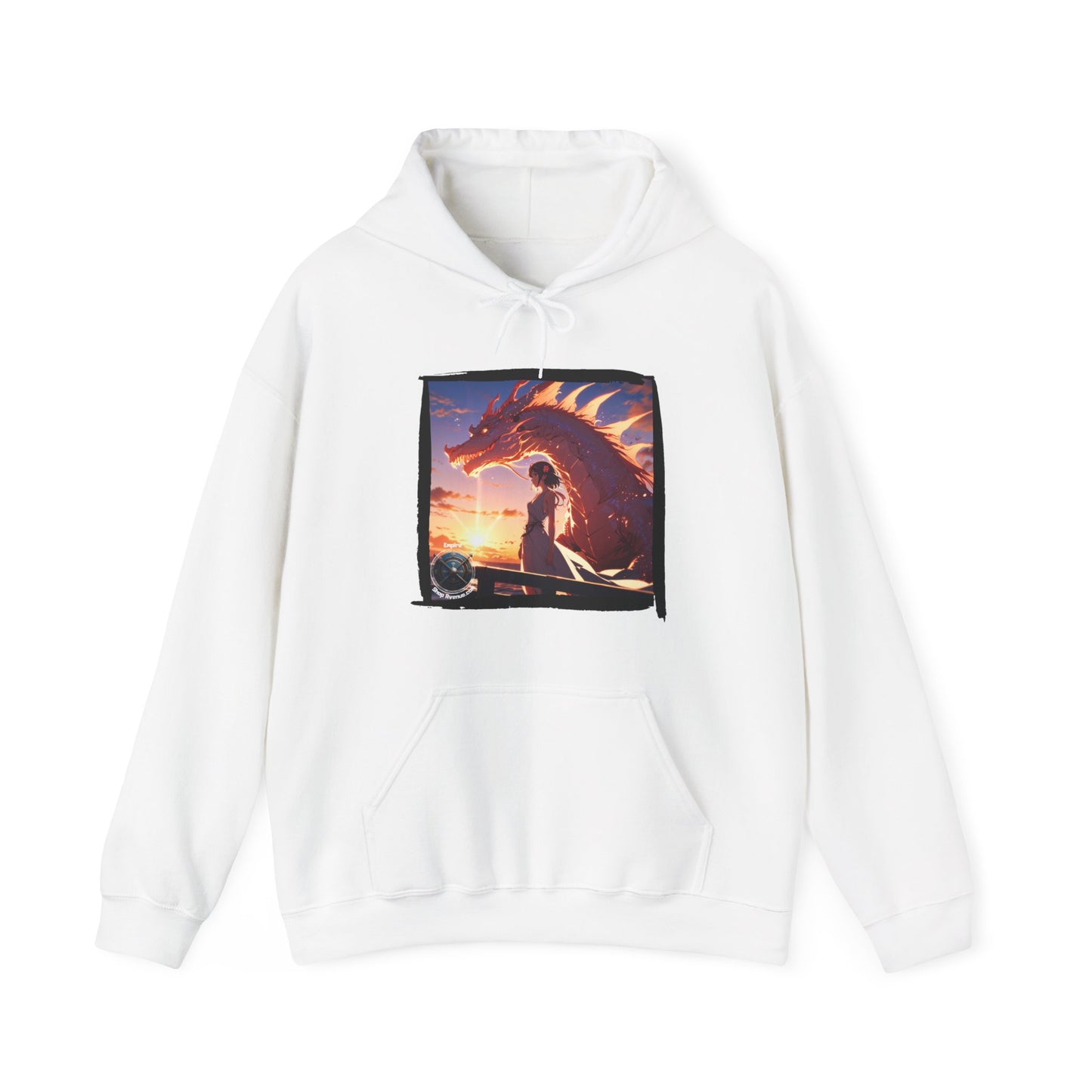 Dragon Sunset Hoodie – Fantasy Dragon & Rider Graphic Pullover