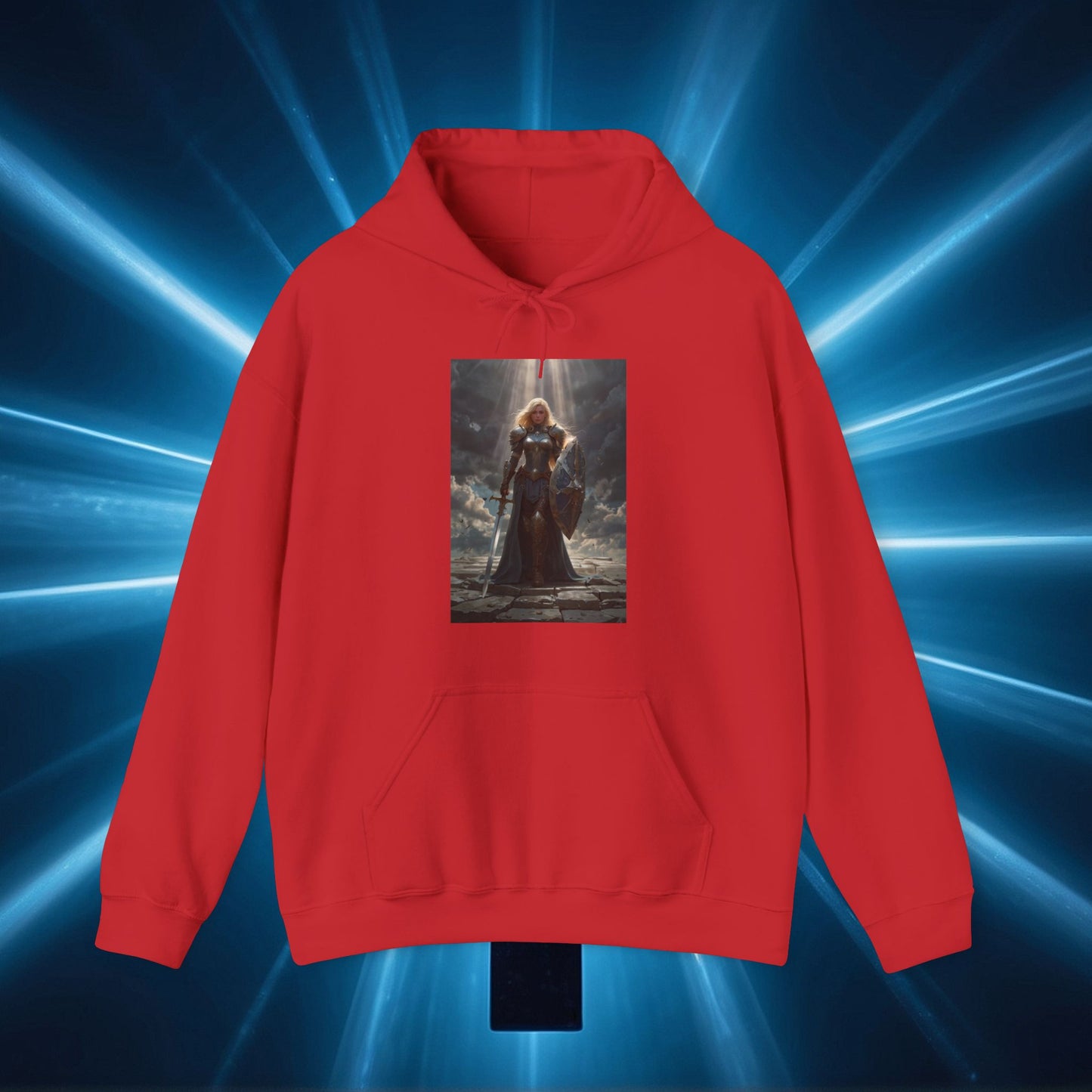 Sudadera unisex con capucha Heavy Blend™, estilo guerrera femenina, estilo Juana de Arco
