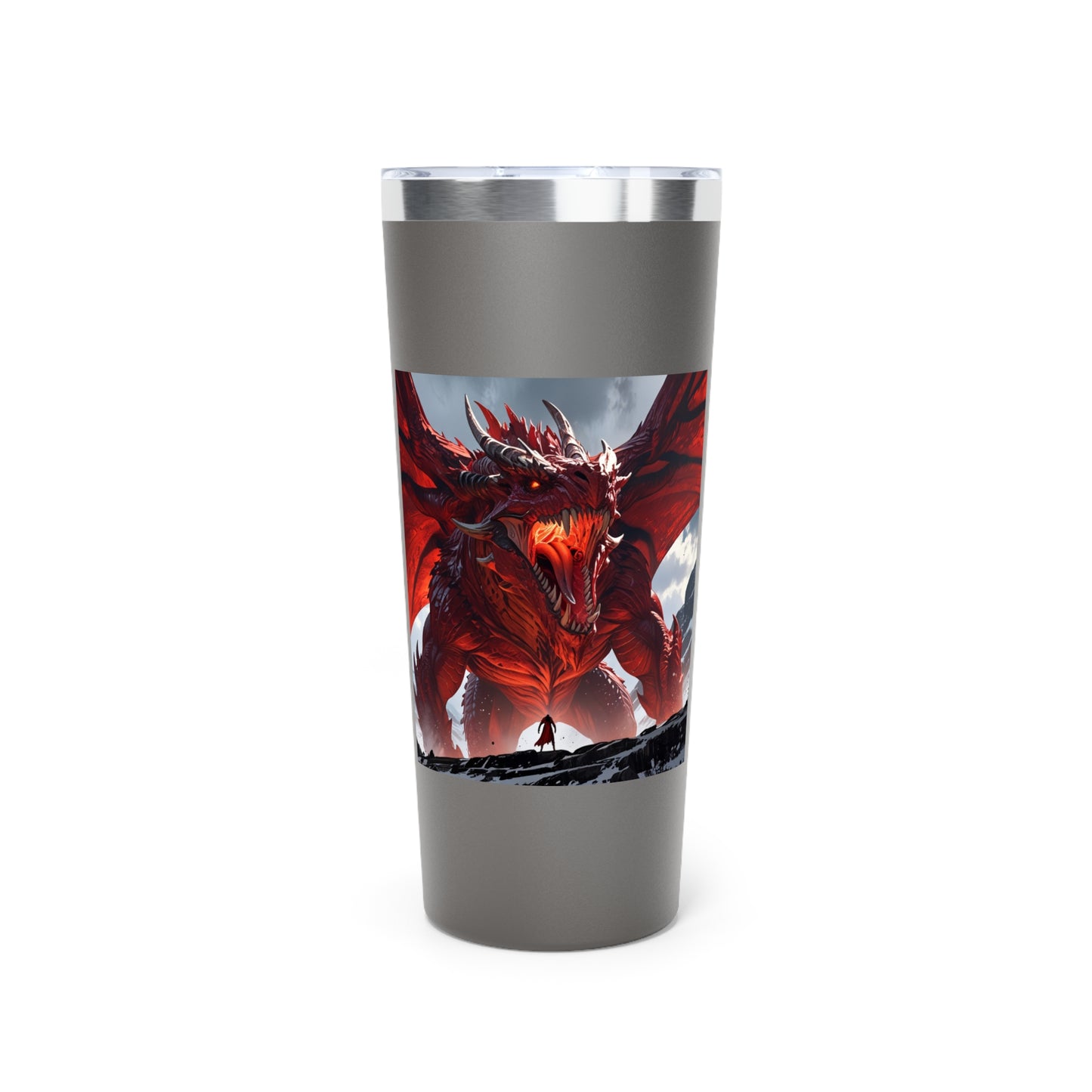 22oz Dragon Tumbler – Insulated Copper Vacuum Travel Cup with Fiery Dragon Artwork