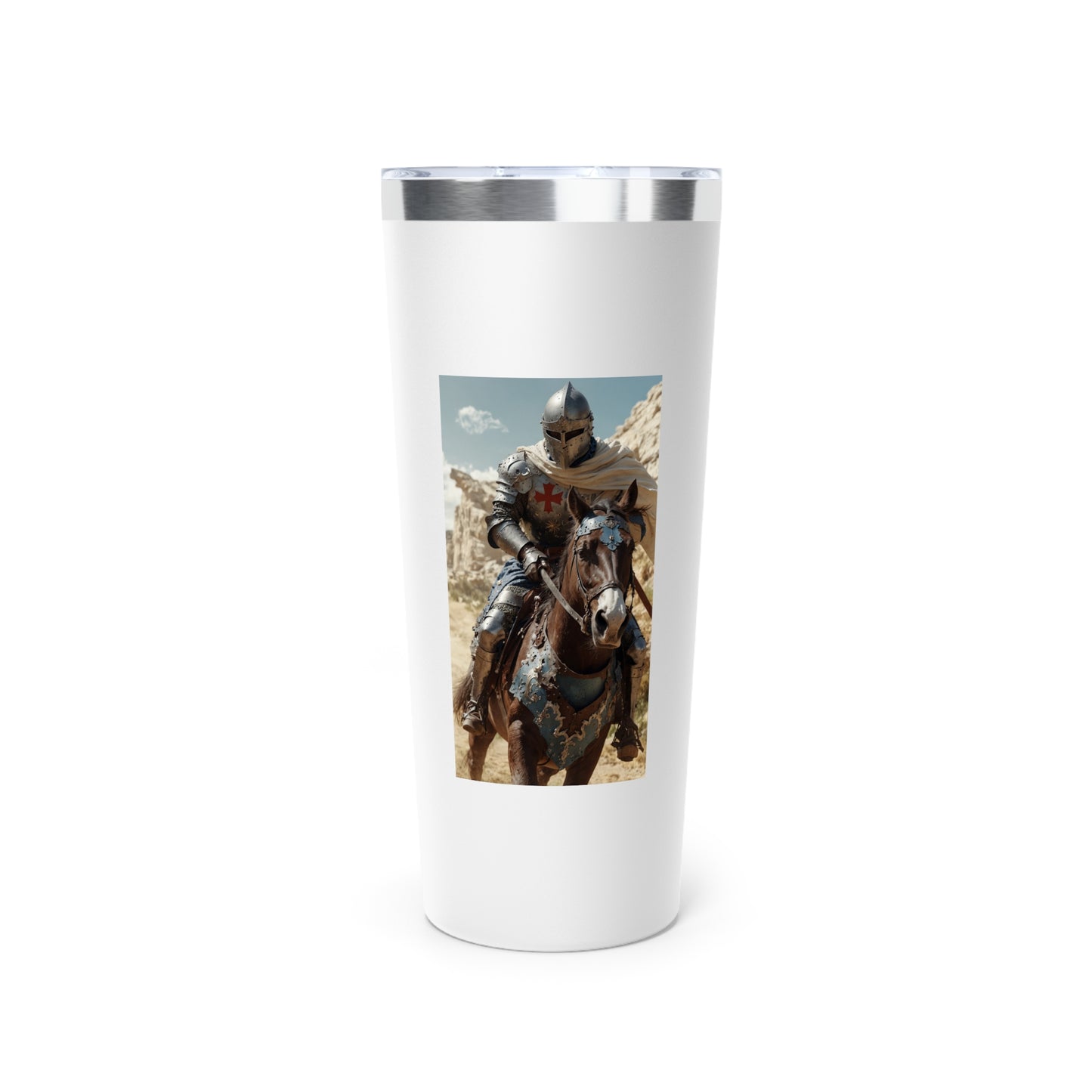 Knight Tumbler — Crusader Armor Horseback Photo Insulated 22oz