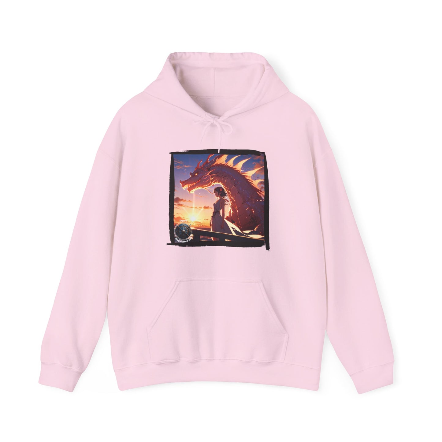 Dragon Sunset Hoodie – Fantasy Dragon & Rider Graphic Pullover