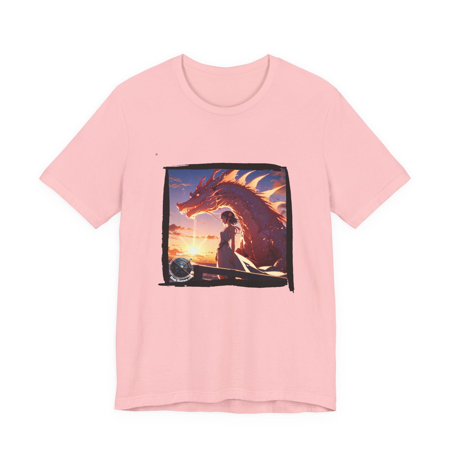 Pink Dragon Sunset T‑Shirt — Fantasy Silhouette Tee -  Pink dragon t-shirt