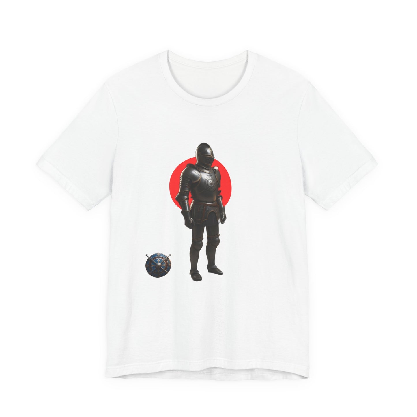 Knight Silhouette Tee with Red Sun & Orb Graphic- Knight t-shirt