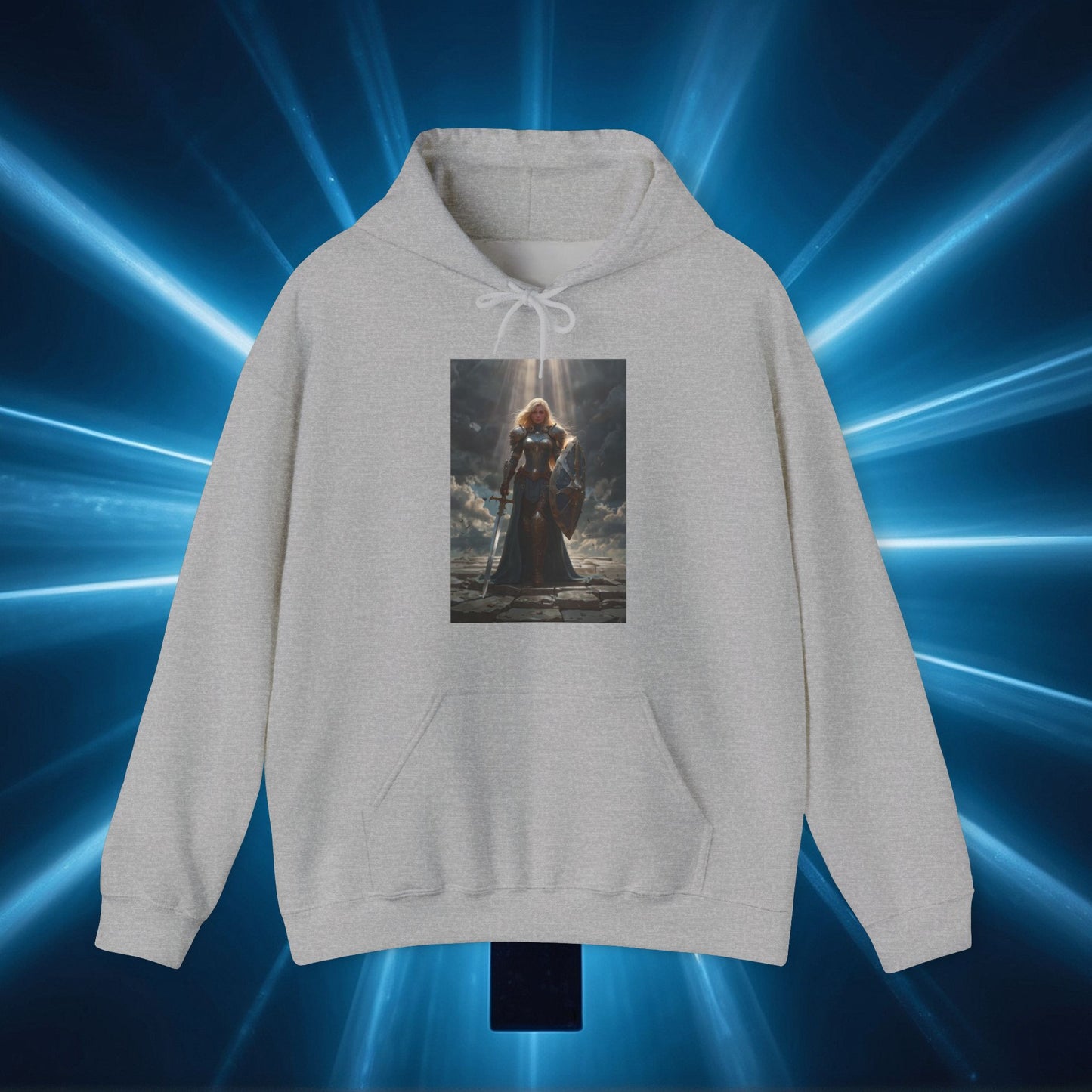 Sudadera unisex con capucha Heavy Blend™, estilo guerrera femenina, estilo Juana de Arco