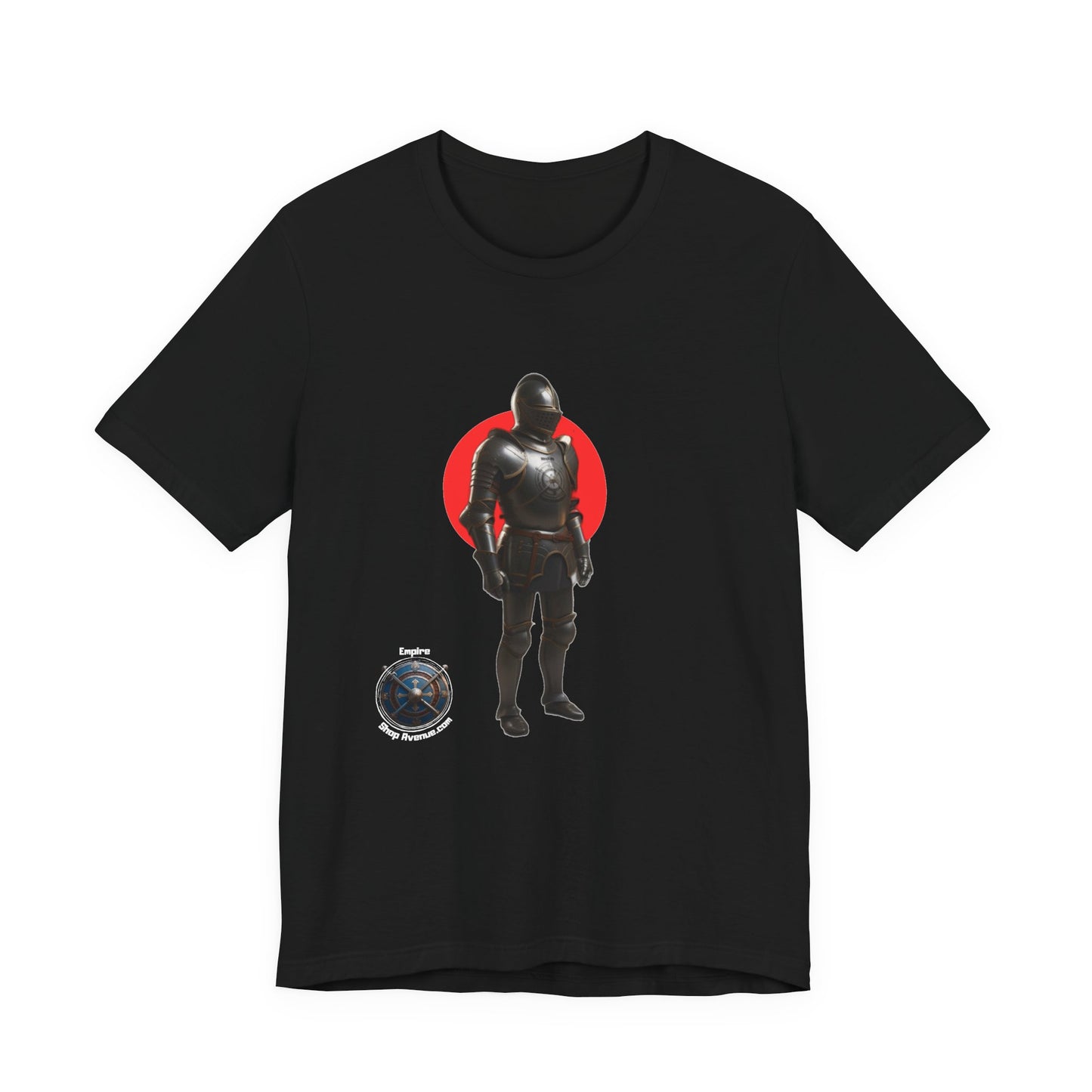 Knight Silhouette Tee with Red Sun & Orb Graphic- Knight t-shirt
