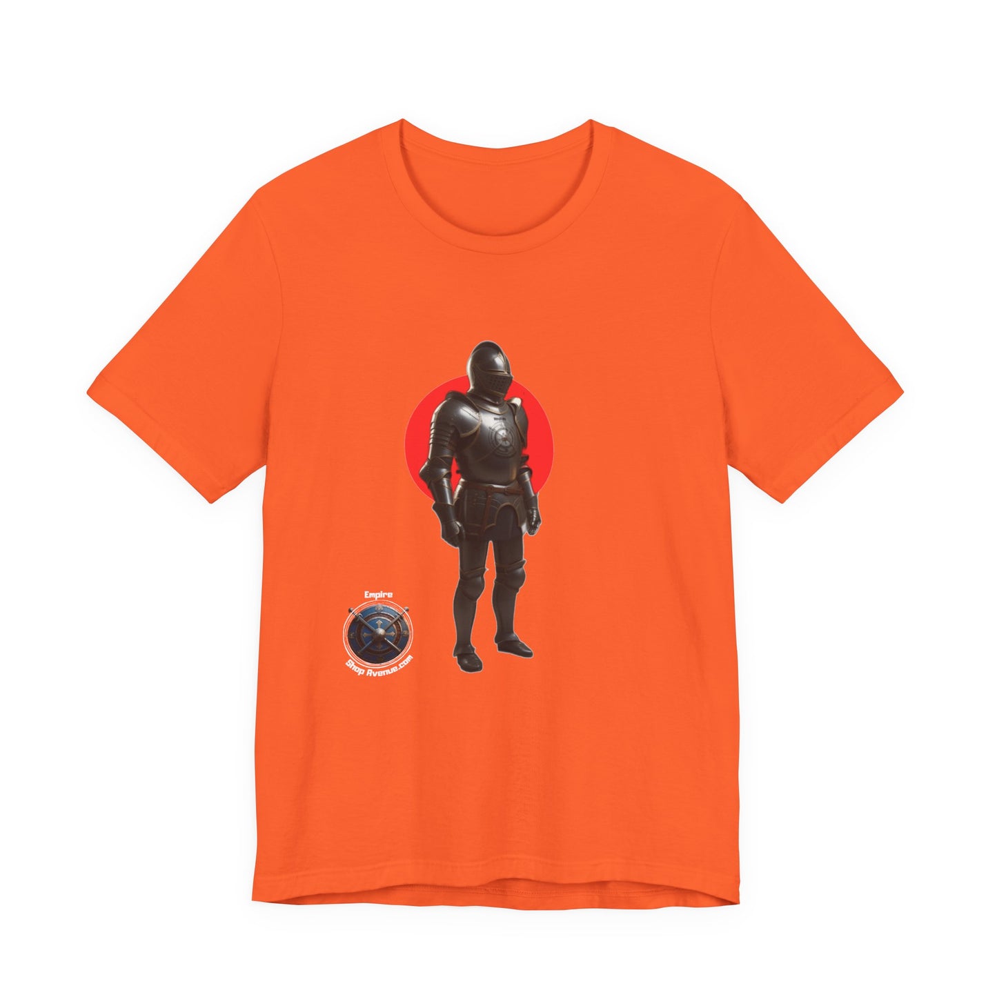 Knight Silhouette Tee with Red Sun & Orb Graphic- Knight t-shirt