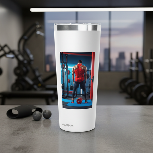 22oz Insulated Tumbler — Gym Motivation Weightlifter Design