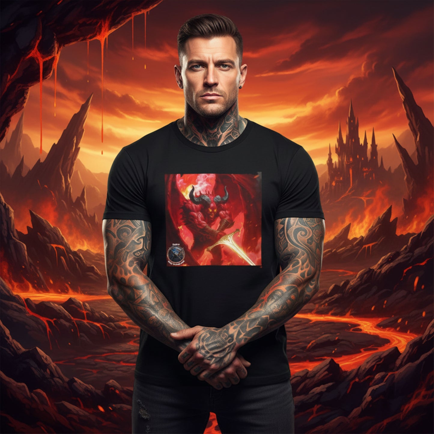 Devil Jersey Short Sleeve Tee - Fantasy worlds devil t-shirt