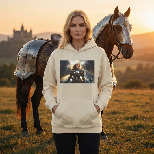 Sudadera unisex con capucha de mezcla pesada ARMORED FEMALE WARRIOR 2 