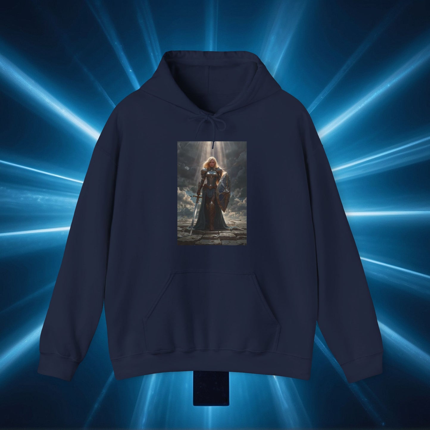 Sudadera unisex con capucha Heavy Blend™, estilo guerrera femenina, estilo Juana de Arco