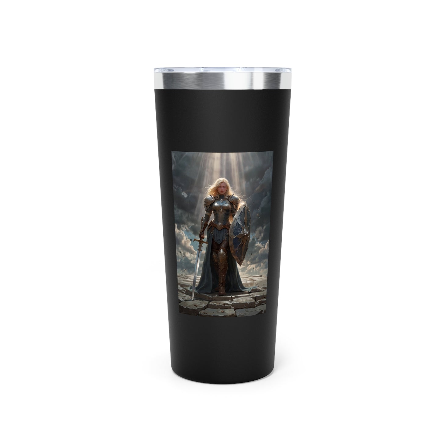 Valkyrie Warrior 22oz Insulated Tumbler — Fantasy Shield & Sword Travel Mug