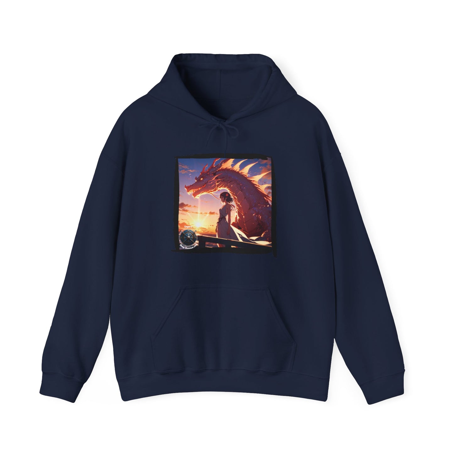 Dragon Sunset Hoodie – Fantasy Dragon & Rider Graphic Pullover