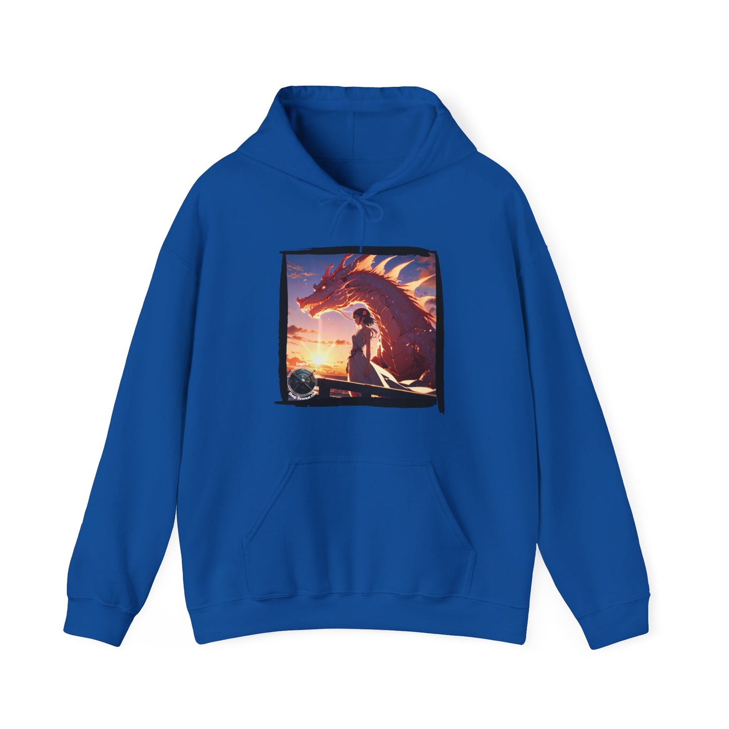 Dragon Sunset Hoodie – Fantasy Dragon & Rider Graphic Pullover