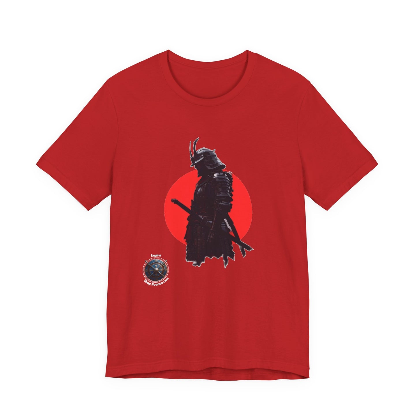 Samurai Silhouette T‑Shirt — Samurai Red Sun Japanese Warrior Graphic Tee