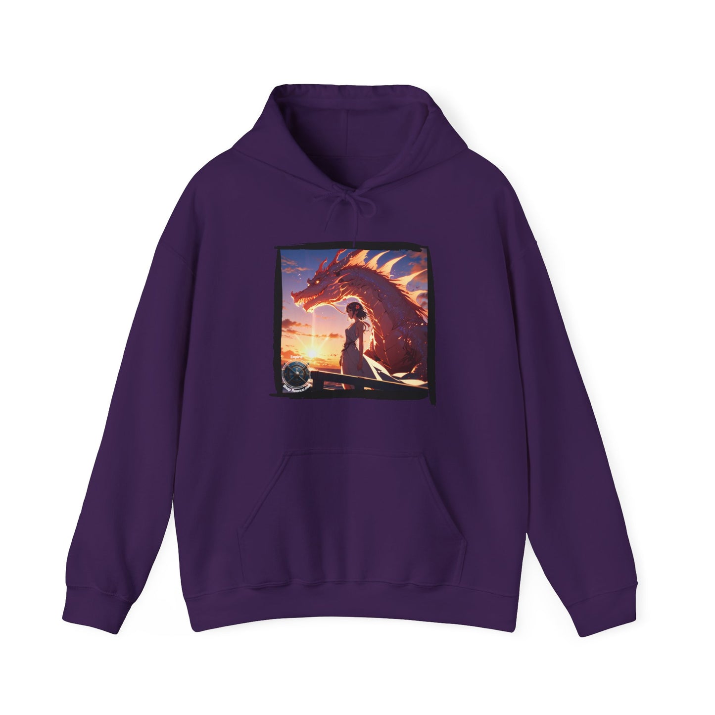 Dragon Sunset Hoodie – Fantasy Dragon & Rider Graphic Pullover