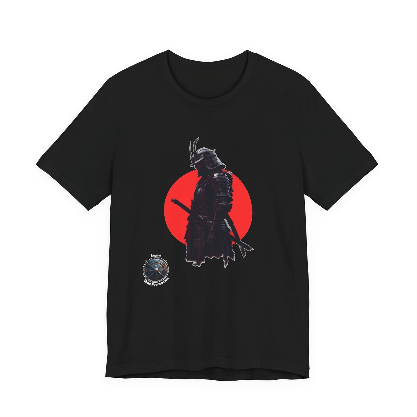 Samurai Silhouette T‑Shirt — Samurai Red Sun Japanese Warrior Graphic Tee