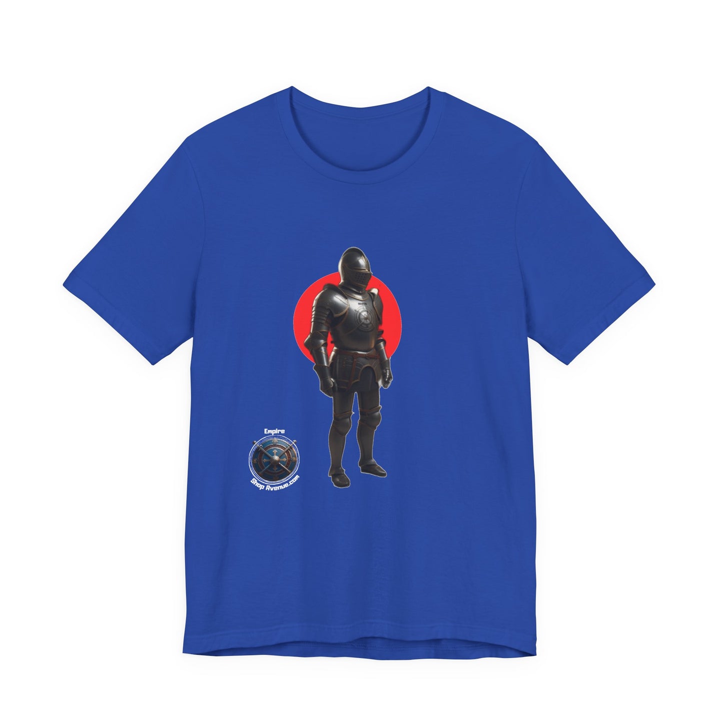 Knight Silhouette Tee with Red Sun & Orb Graphic- Knight t-shirt