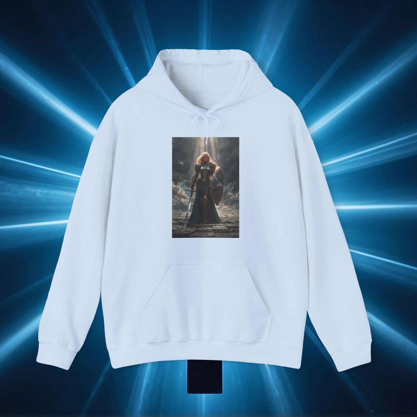 Sudadera unisex con capucha Heavy Blend™, estilo guerrera femenina, estilo Juana de Arco