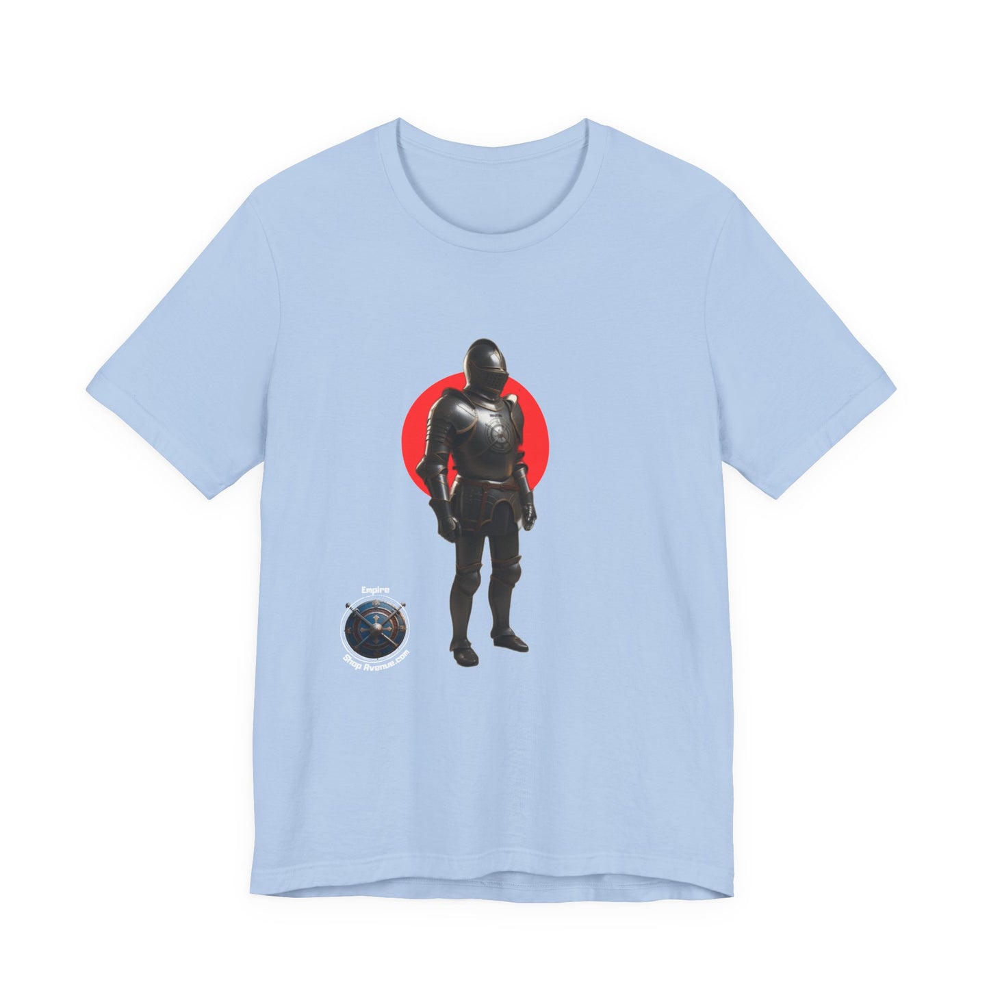 Knight Silhouette Tee with Red Sun & Orb Graphic- Knight t-shirt