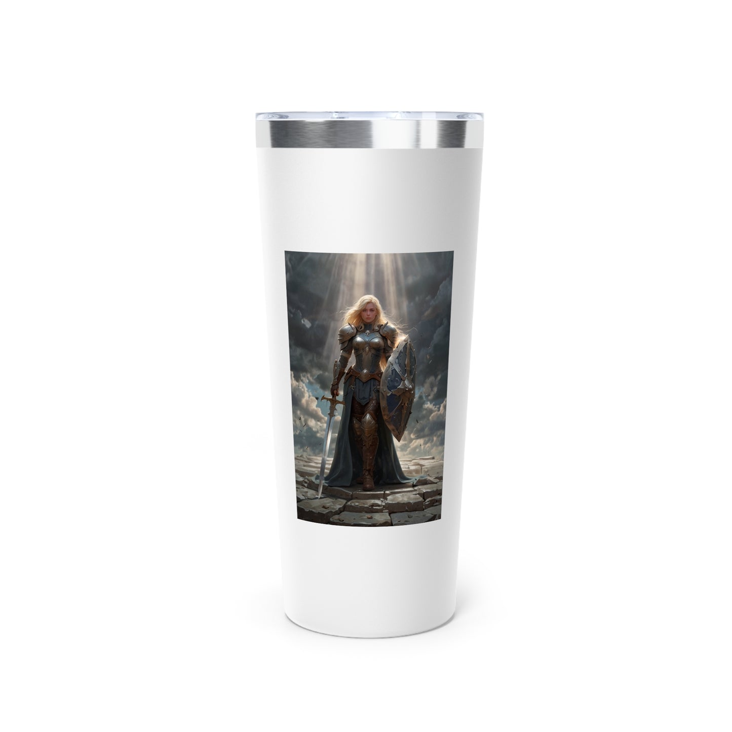 Valkyrie Warrior 22oz Insulated Tumbler — Fantasy Shield & Sword Travel Mug
