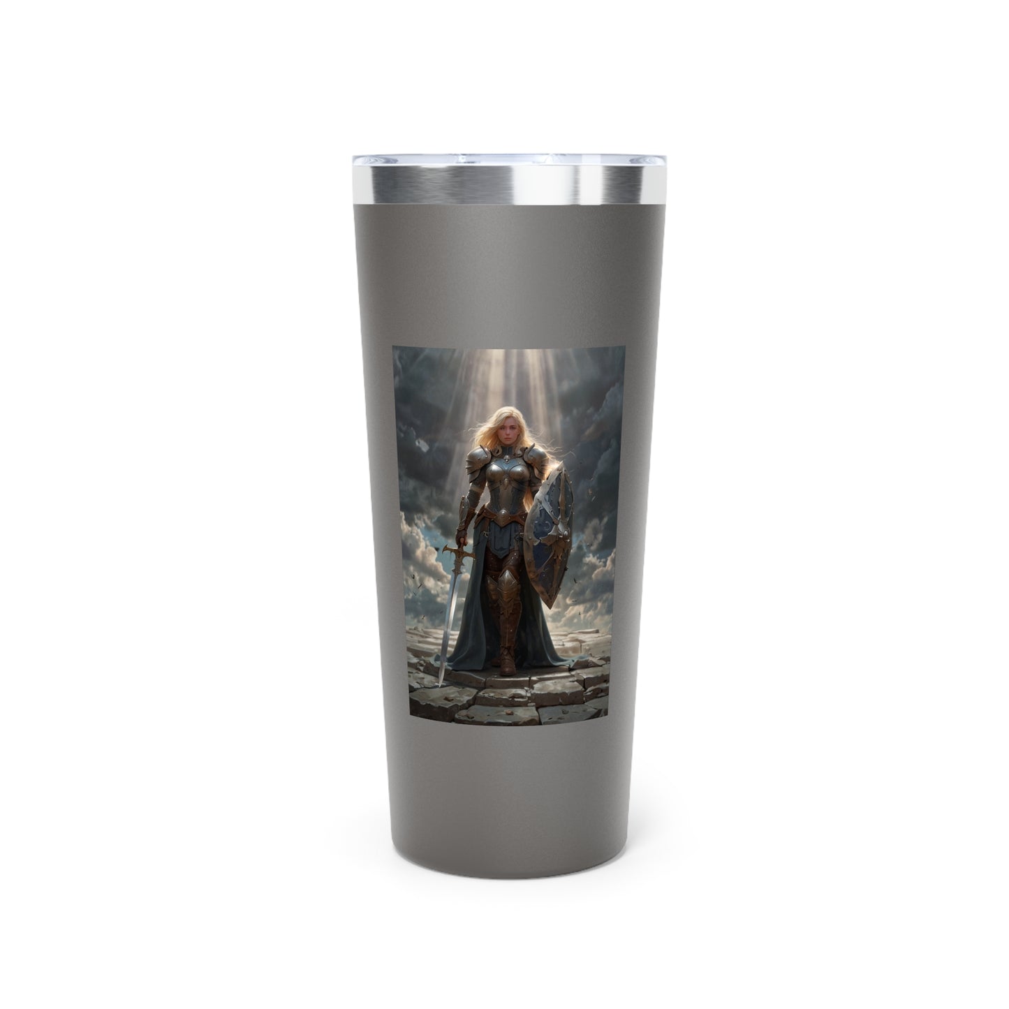 Valkyrie Warrior 22oz Insulated Tumbler — Fantasy Shield & Sword Travel Mug