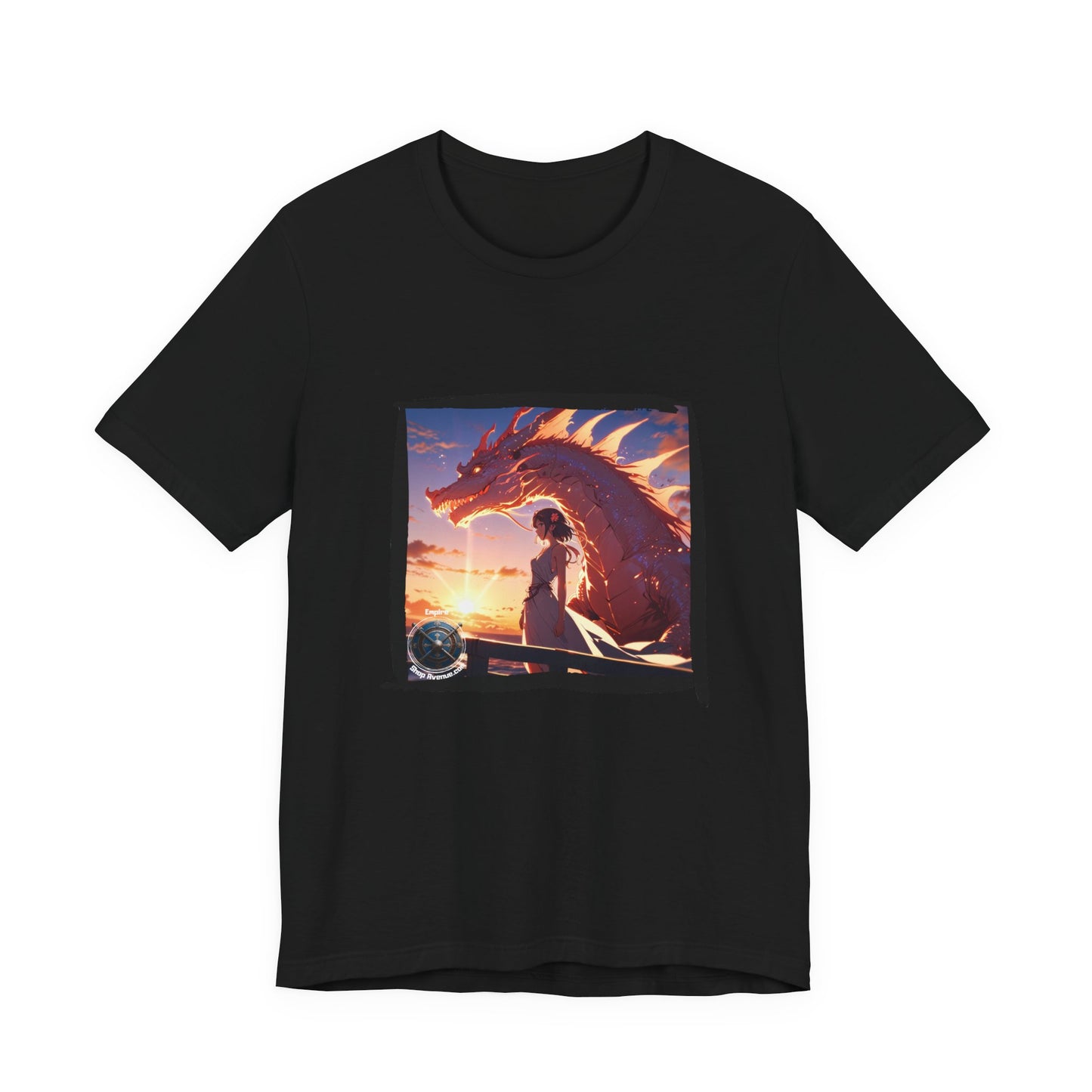 Pink Dragon Sunset T‑Shirt — Fantasy Silhouette Tee -  Pink dragon t-shirt