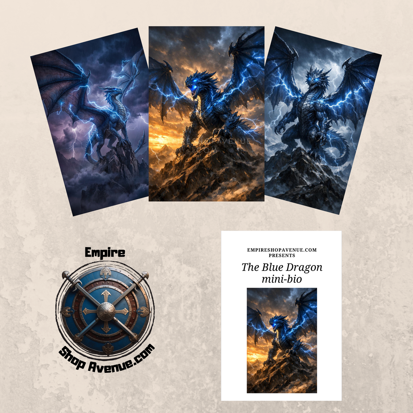 Pack d'affiches et mini-bio du Dragon Bleu
